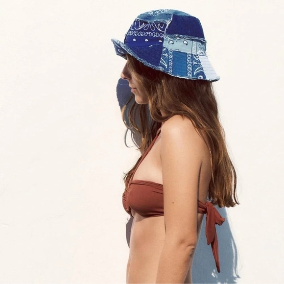 ZARA PATCHWORK DENIM BUCKET HAT main image 4